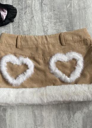Юбка мини с мехом y2k dollskill