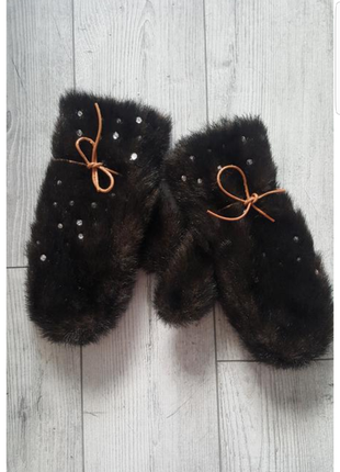 Теплые варежки перчатки рукавицы из меха noa noa