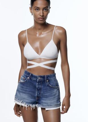 Zara xs 34 s 36 шорти сині джинс середня посадка короткі міні