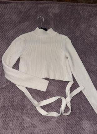 Гольфик zara, топ с рукавом, кофта в рубчик