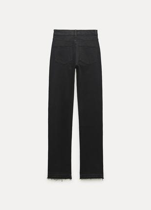 Zara 34 xs джинсы черные высокая посадка прямые удлиненные