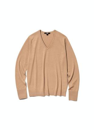 Джемпер с v-образным вырезом из шерсти мериноса uniqlo
