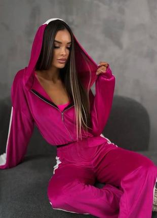 Стильний велюровий костюм з лампасами mia-145