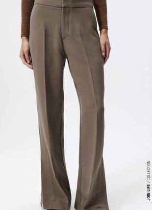Класичні мокко бежеві кльош брюки штани zara