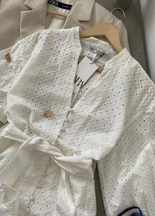 Платье платье из прошвы молочное платье zara