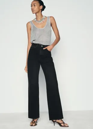 Прямые черные джинсы, высокая посадка, zara, 32 размер