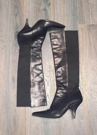 Сапоги ботфорты bally кожа текстиль резина чёрный 39-39,5р италия