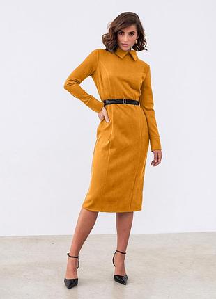 Платье-футляр из замши