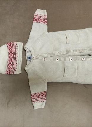 В'язаний костюм на виписку з вишивкою 0-1 міс, 54 см