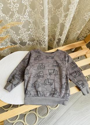 Свитшот, кофта с тракторчиками на 18-24 месяца