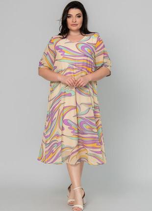 Женское шифоновое легкое летнее платье больших размеров2 фото