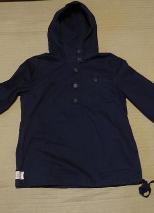 Отменная х/б  свободная куртка - анорак темно-синего цвета joules великобритания 12 р.