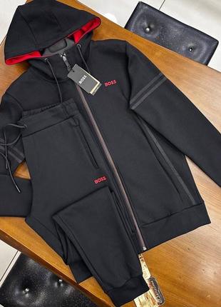 Брендовий чоловічий костюм / якісний костюм hugo boss в чорному кольорі