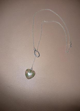 Сердечко из натурального унакита на цепочке
