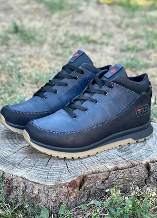 Мужские зимние кроссовки/ботинки натуральная кожа с мехом 101