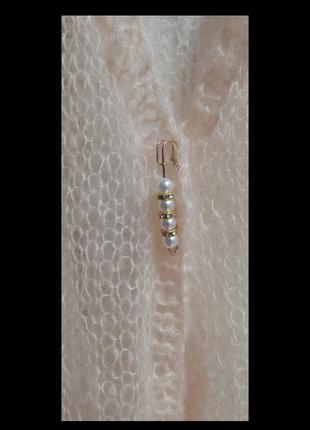 Мохерная кофточка паутинка с брошью4 фото