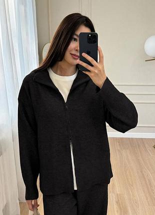 Костюм с двойной молнией женский ангоровый кофта и штаны