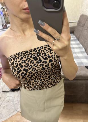 Леопардовый топ с открытыми плечами 🐆