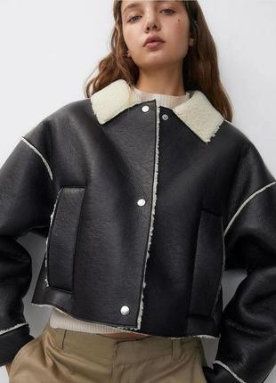 Дублянка pull&bear курточка авіатор дубленка пулл беар пул бир жакет7 фото