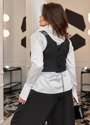 Жіноча якісна атласна ділова блуза блузка сорочка з манжетами шовк штучний xxl 2xl 3xl l4 фото