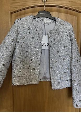 Zara новий шикарний укорочений ефектний жакет 44 р3 фото