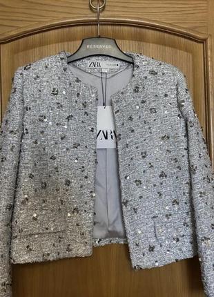 Zara новий шикарний укорочений ефектний жакет 44 р6 фото
