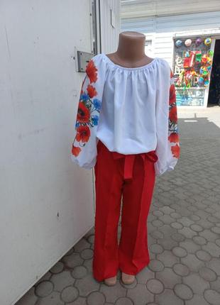 Блузка вишиванка шкільна ошатна для дівчинки2 фото