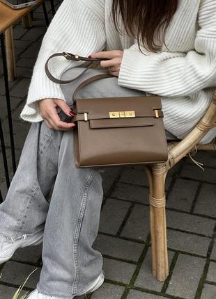 Сумка ysl brown з гладкої шкіри.