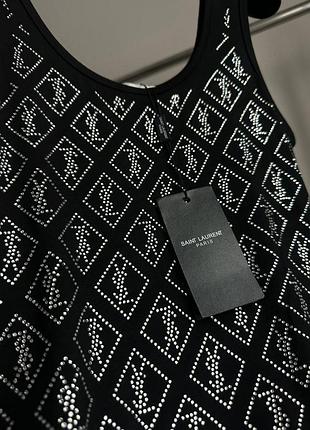Боді в стилі ysl чорний зі стразами7 фото