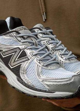 Кроссовки летние сетка new balance white silver black