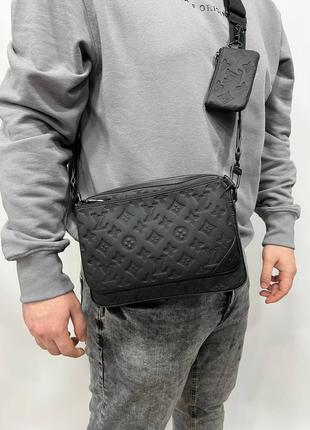 Мужская качественная и стильная брендовая сумка мессенджер из натуральной кожи 3а1