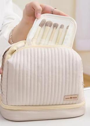 Косметичка для пренадлежностей из искусственной кожи для макияжа,бежевый