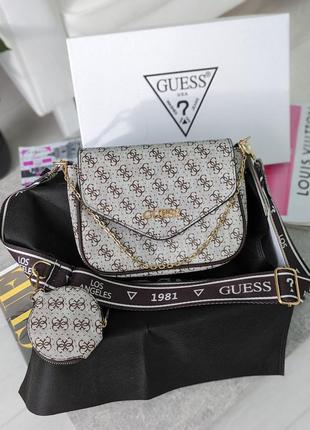 Сумка кросс боді guess 2 в 1 сірий