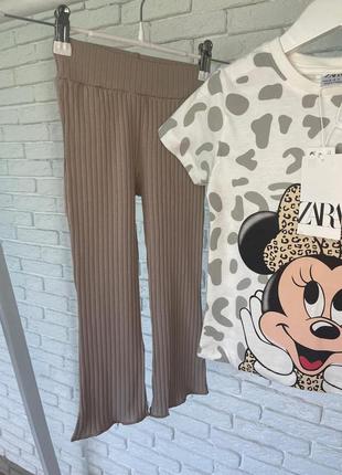 ✔️літній комплект для дівчинки футболочка з лосинками в рубчик для вашої принцеси від бренду zara