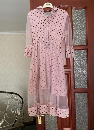 Сукня святкова рожева плаття на свято за коліна