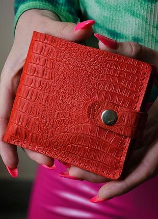 Шкіряне портмоне з монетницею та застібкою wa_006_red_cayman
