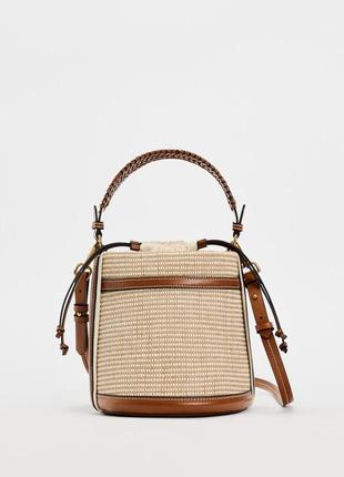 Сумка zara, плетена сумка zara, сумка-ведро zara, zara 6296/310
