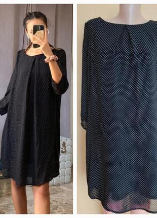 Шифоновое платье, платье, трапеция, дробной горошек,h & m,нюанс