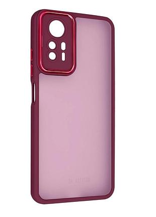 Чехол fiji lens для xiaomi redmi note 12s бампер матовый с защитой блока камер wine red