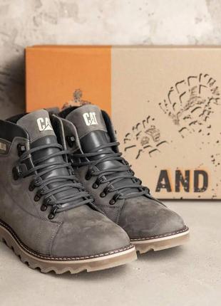 Мужские зимние кожаные ботинки expensive grey
