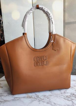 Сумка шоппер рыжая miu miu