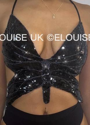 Кроп топ блестящий бабочка y2k dollskill