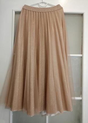 Спідниця юбка глітерна плісіровка міді миди