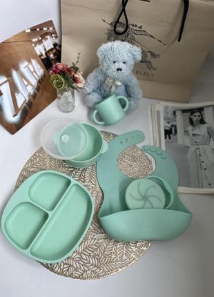 Детский набор силиконовой посуды для прикорма 🐰