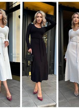 Женское теплое платье из ангоры в рубчик kf-767