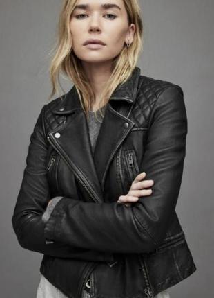 Кожаная куртка косуха allsaints cargo leather biker jacket