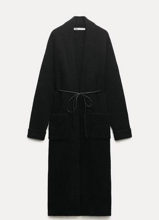 В наличии 🔥 новое черное пальто zara пальто с поясом пальто кардиган