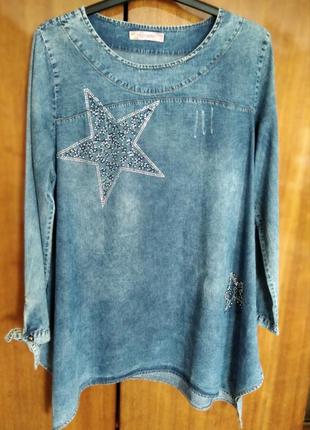 Джинсовая туника miss denim, размер 42