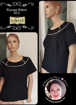 Блуза футболка в ретро стиле пен ап collectif темно синяя