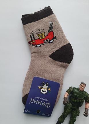 Шкарпетки дитячі махрові з принтом різні кольори